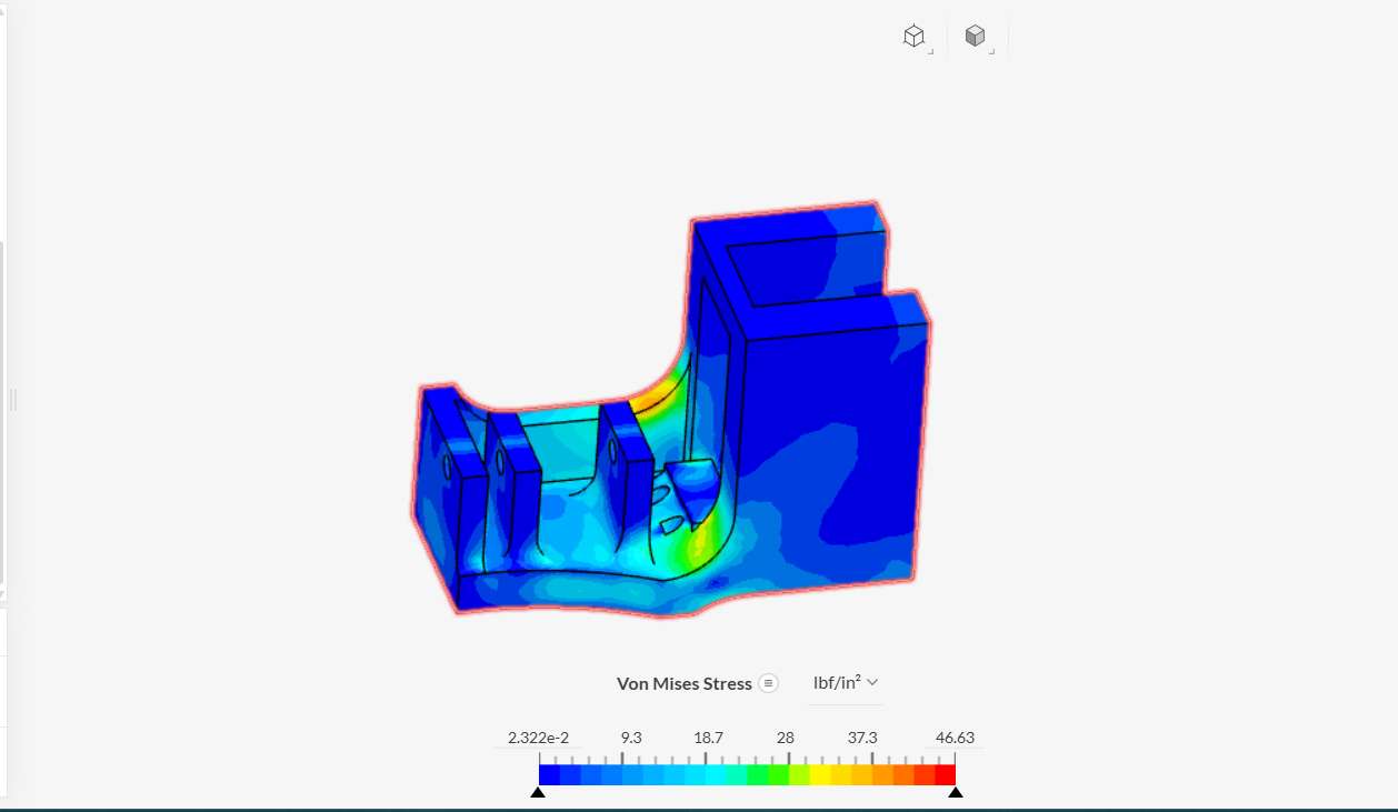 FEA stress map for motor holder